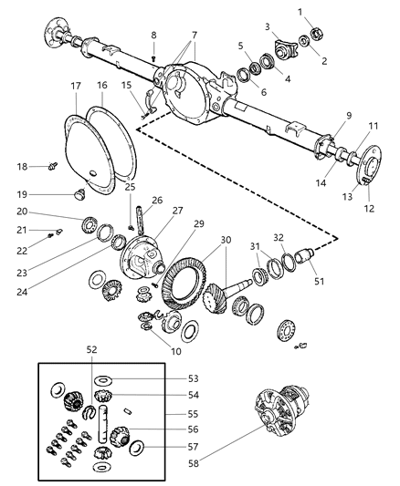 2002 Dodge Durango Axle, Rear, With Differential And Carrier Diagram 2 - Thumbnail