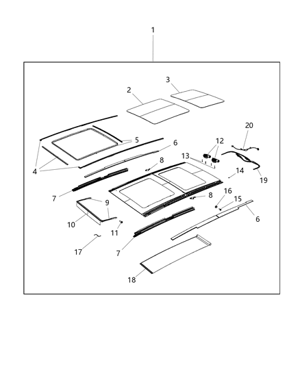 2020 Jeep Renegade Sunroof Assembly Diagram for 6YC36LXHAA