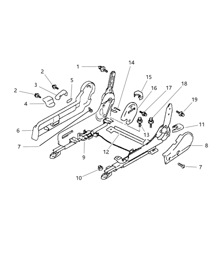 1999 Chrysler Sebring Coupe Adjuster, Right Diagram