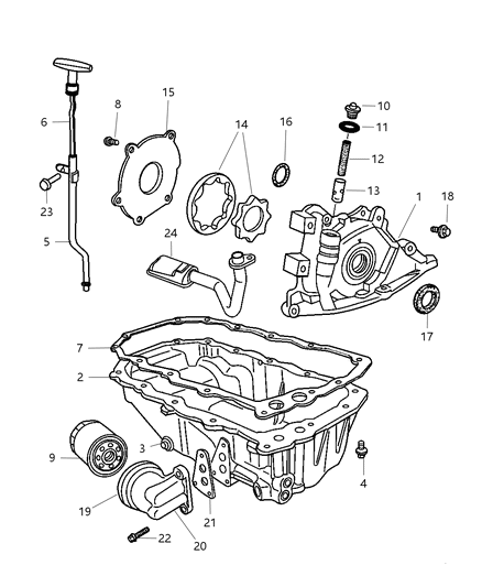 2002 Chrysler PT Cruiser Engine Oiling Diagram 2 - Thumbnail