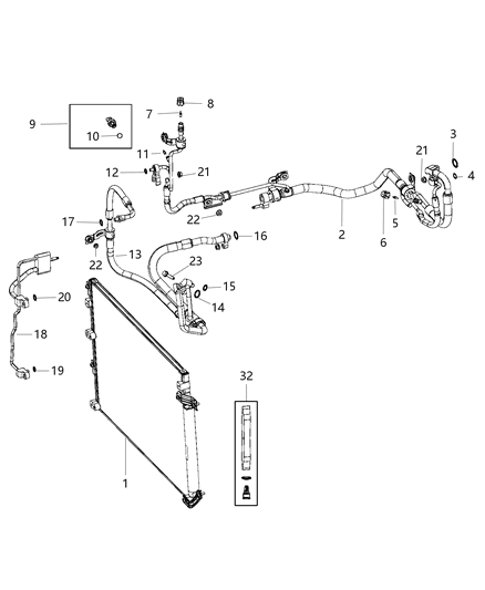 2015 Jeep Cherokee Line A/C Suction And Liquid Diagram for 68229674AA