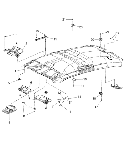 2010 Dodge Challenger Sunvisor, Driver Side Diagram for 1MA03XDVAA