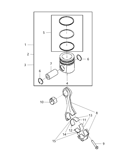 2009 Dodge Ram 3500 Pickup Pistons , Piston Rings , Connecting Rods & Connecting Rod Bearing Diagram 1 - Thumbnail