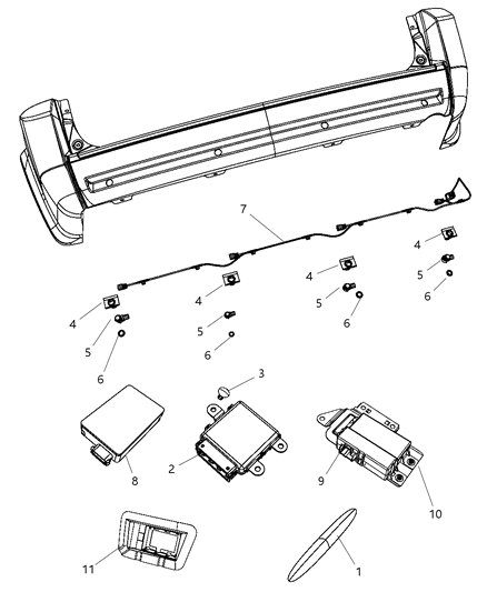 2009 Chrysler Town & Country Display Parking Assist Diagram for 56046086AA