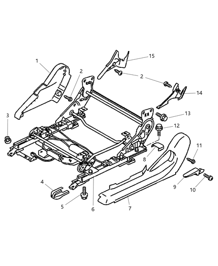 2002 Chrysler Sebring Coupe Adjuster, Shields And Attaching Parts , Left Diagram