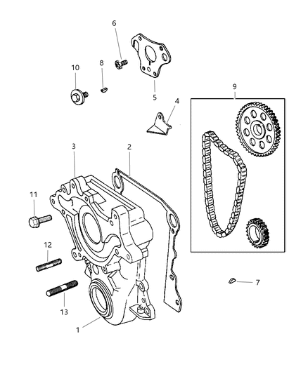 2002 Dodge Ram 3500 Regular Cab Timing Gear & Cover Diagram 1 - Thumbnail