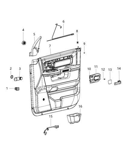 2020 Ram 3500 Cab Chassis Front Door Trim Panel Diagram