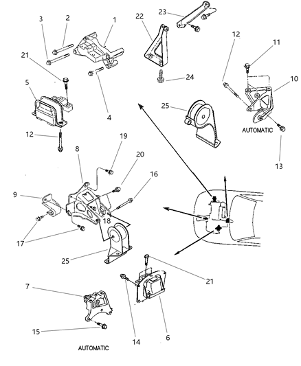1999 Chrysler Cirrus Engine Mounts Diagram 3 - Thumbnail