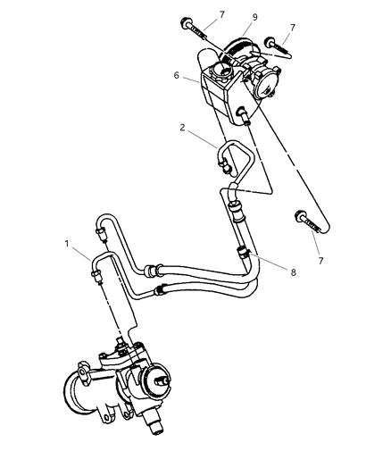 1997 Jeep Wrangler Power Steering Hoses And Reservoir Diagram 2 - Thumbnail