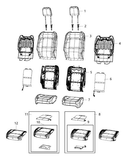 2021 Jeep Wrangler Front Seat, Bucket Diagram 7 - Thumbnail