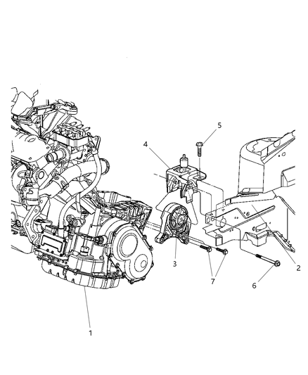 2006 Dodge Caravan Mount, Transaxle Left And Bracket Diagram 2 - Thumbnail