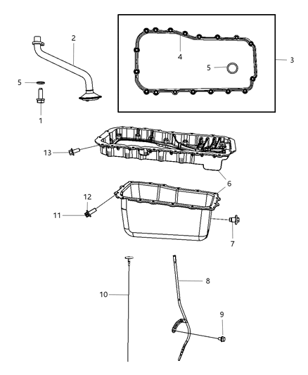 2007 Jeep Wrangler Engine Oil Pan & Oil Level Indicator Diagram 2 - Thumbnail