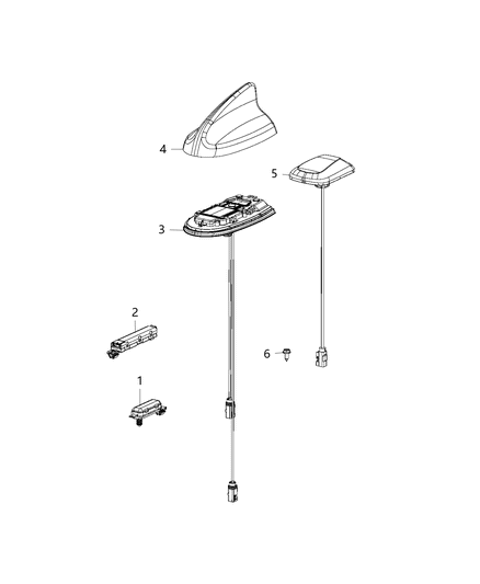 2016 Dodge Charger Antenna Cable & Base Assembly Diagram for 68276410AB