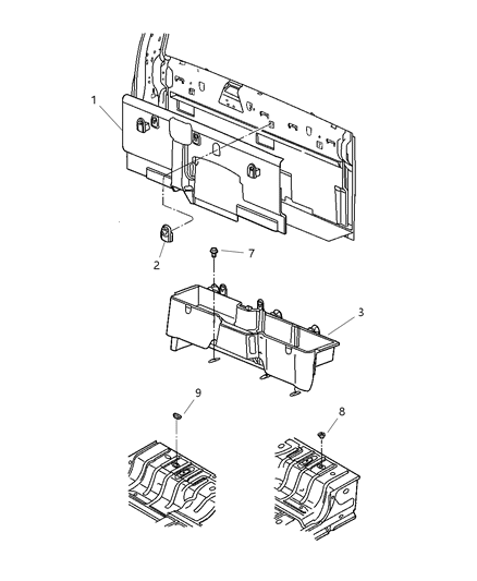 2006 Dodge Ram 2500 Rear Trim Panel Diagram for 5GR33ZJ8AF