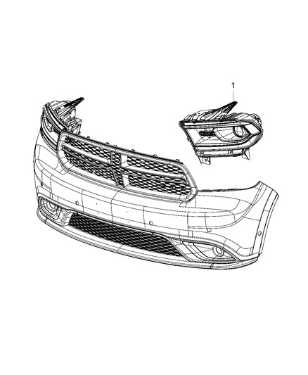2020 Dodge Durango Lamps, Front Diagram 2 - Thumbnail