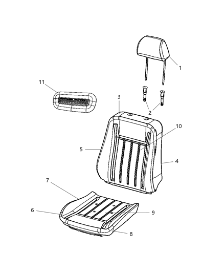 2009 Chrysler 300 Front Seat - Bucket Diagram 1 - Thumbnail