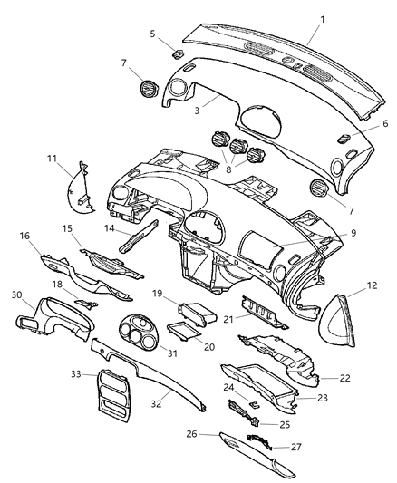 1999 Chrysler LHS Cover Steering Column Diagram for PD51RK5AD