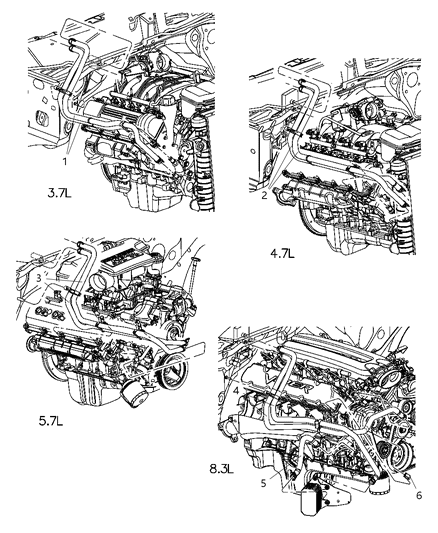 2006 Dodge Ram 1500 Hose Heater Supply Includes Supply And Return Hose Diagram for 55056671AB