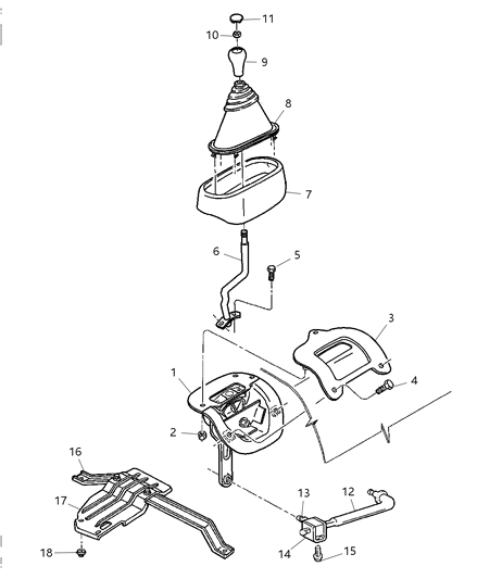 1998 Dodge Ram 1500 Regular Cab Gear Shift Controls of Transfer Case Model Diagram 1 - Thumbnail