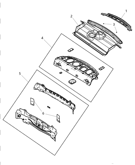 2011 Dodge Charger Rear Shelf Panel of Body - Sheet Metal Except Doors Diagram