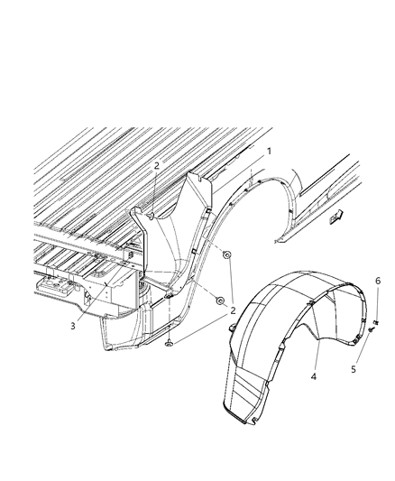 2010 Dodge Ram 1500 Shield Wheelhouse Diagram for 68055648AA