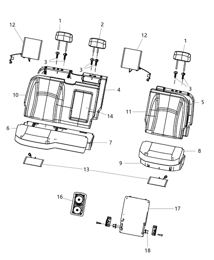 2020 Ram 3500 Headrest, Center, Beige/Black, Rear Diagram for 6VA53BD3AA