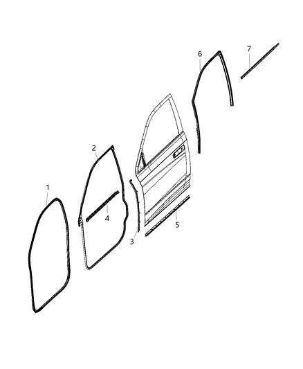 2019 Ram 2500 Weatherstrips - Front Door Diagram