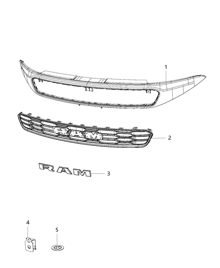 2019 Ram ProMaster City Nameplate, Front Diagram for 6VU38DX8AA