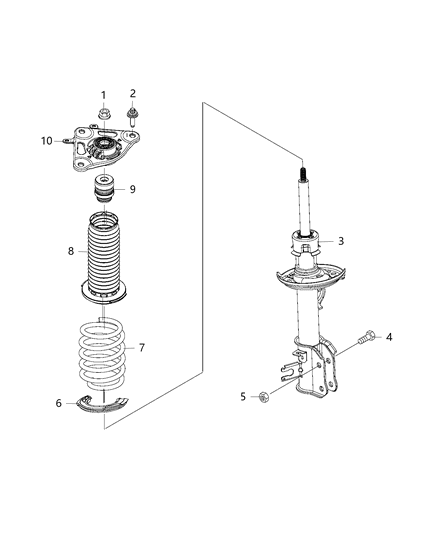 2021 Jeep Compass Strut Mount, Rear Driver Side Diagram for 68366607AA