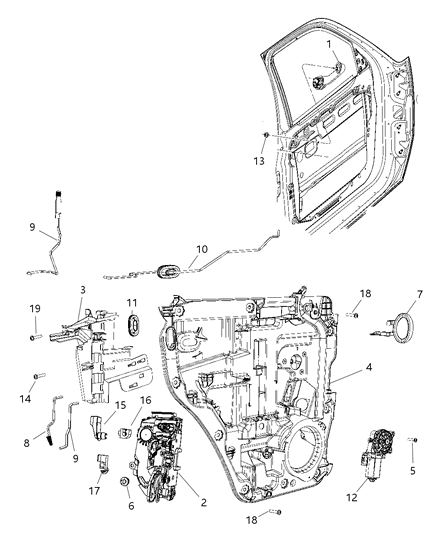 2008 Dodge Nitro Window Regulator, Rear Passenger Side Diagram for 68004822AA