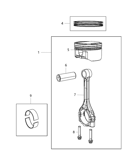 2015 Dodge Dart Pistons , Piston Rings , Connecting Rods & Bearings Diagram 1 - Thumbnail