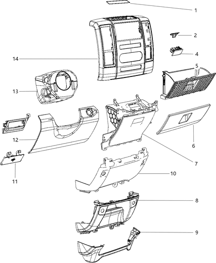 2014 Ram 3500 Cab Chassis Instrument Panel Trim Diagram 1 - Thumbnail