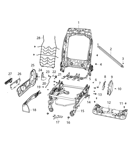 2020 Ram 5500 Adjusters, Recliners, Shields And Risers - Passenger Seat Diagram 1 - Thumbnail