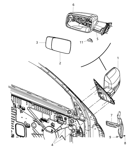 2018 Ram 3500 Mirror Outside Rearview Diagram for 68365845AA