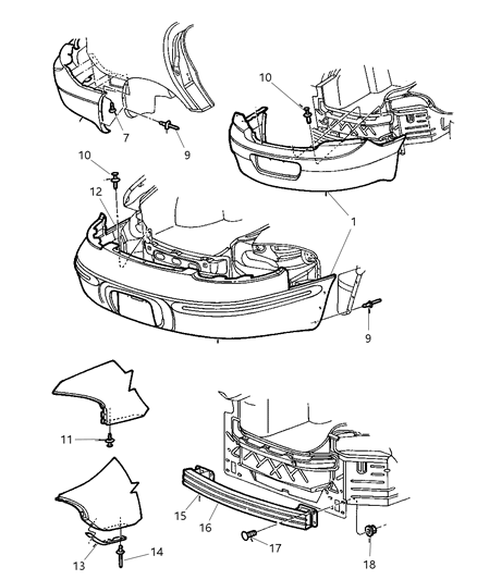 1999 Dodge Intrepid Fascia, Rear Diagram