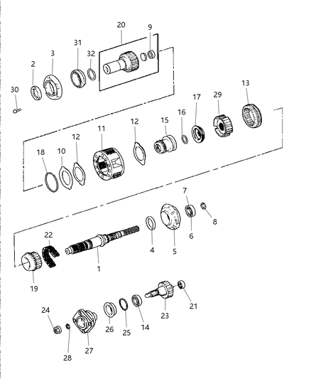 1998 Dodge Dakota Gear Train of Transfer Case Model Diagram 1 - Thumbnail