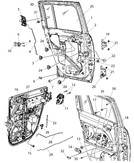 2007 Jeep Compass Window Handle, Gray, Rear Diagram for FW80BDA
