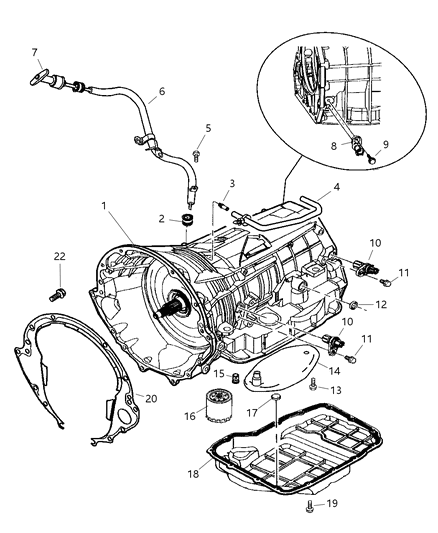 2002 Jeep Liberty Case & Related Parts of Automatic Transmission Diagram