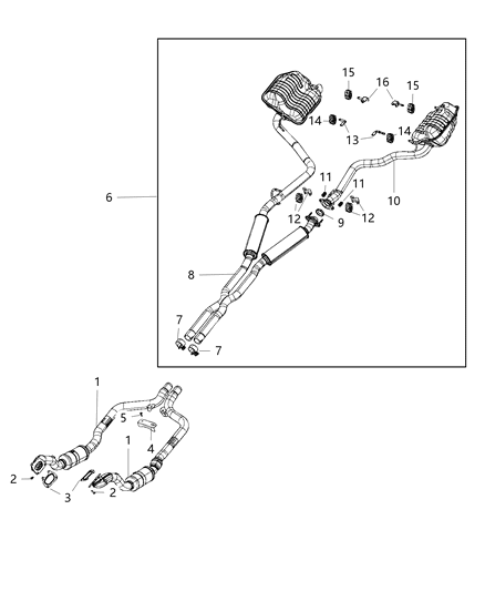 2018 Dodge Charger Catalytic Converter, Front Driver Side Diagram for 68038393AJ