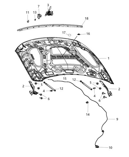 2014 Ram 2500 Hinge Hood Diagram for 5160344AB
