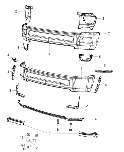 2011 Ram 3500 Pickup Bumper Front Diagram