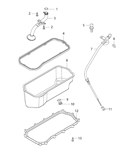 2014 Ram ProMaster 2500 Engine Oil Pan & Engine Oil Level Indicator & Related Parts Diagram 1 - Thumbnail