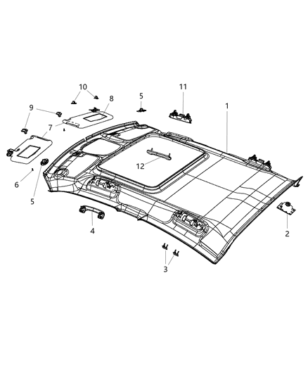 2012 Dodge Charger Visor Illuminated Diagram for 1MZ74DX9AD