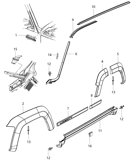 2012 Jeep Liberty Wheel Flare, Rear Driver Side Diagram for 1CK85TZZAD