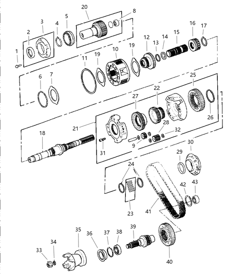 1998 Jeep Grand Cherokee Gear Train of Transfer Case Model Diagram 1 - Thumbnail