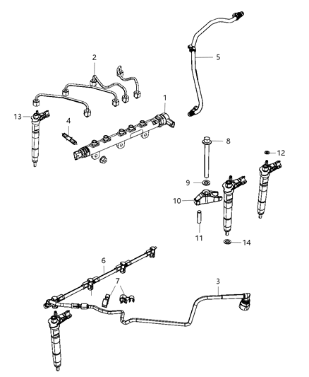 2009 Jeep Liberty Tube Fuel Return Line Diagram for 68101097AA