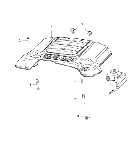 2020 Ram 1500 New Style Engine Cover & Related Parts Diagram 4 - Thumbnail