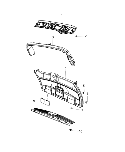 2014 Ram C/V Liftgate Panels & Scuff Plate Diagram