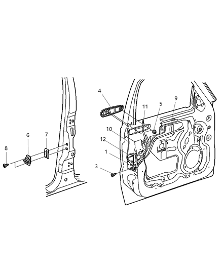 2002 Jeep Liberty Latch Front Door Diagram for 55177043AF