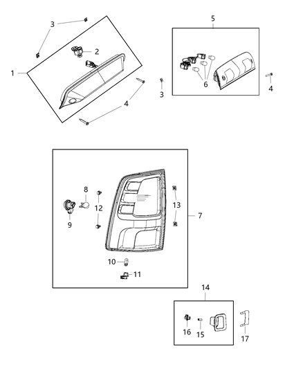 2018 Ram 3500 Tail Lamp, Rear Driver Side Diagram for 55277415AF